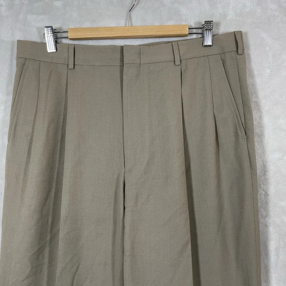 Vtg 90s Lands Ends Double Pleated Slacks Pants Mens 36x32 Cuff Wool Made in USA